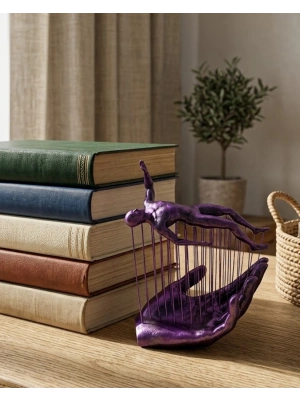 3D Mor İnsan Figürü Dekoratif Duvar ve Masa Üstü Sanat Objesi