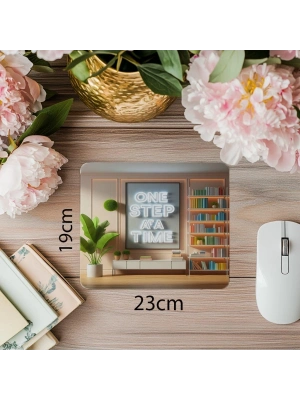 3D Motivasyon Mousepad – One Step Yazılı - 19x23 cm 2 mm Dikdörtgen İthal Baskılı Mouse Pad