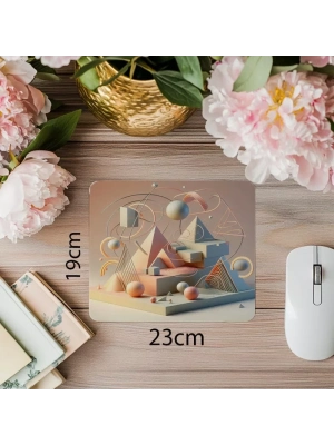 3D Piramit ve Çemberli Mousepad Tasarımı - 19x23 cm 2 mm Dikdörtgen İthal Baskılı Mouse Pad