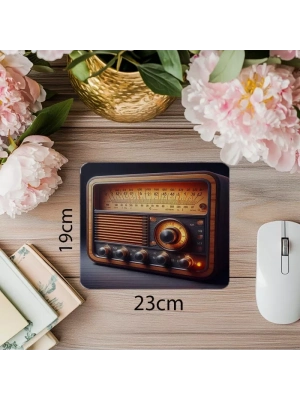 3D Radyo Görünümlü Nostaljik Mouse Pad - 19x23 cm 2 mm Dikdörtgen İthal Baskılı Mouse Pad