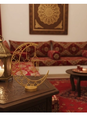 ® 3D Ramazan Dekor Özel Baskı Hilal Yıldız Masa Üstü