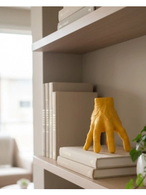 ® 3D Sarı El Dekoratif Biblo 17x16 cm Modern Ev Aksesuarı