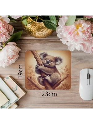 3D Yumuşak Işıklarla Çizilmiş Koala Tasarımı - 19x23 cm 2 mm Dikdörtgen İthal Baskılı Mouse Pad