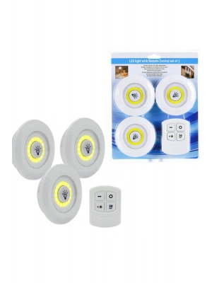 3lü Uzaktan Kumandalı Yapışkanlı Kablosuz Led Spot Lambalar