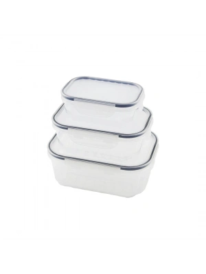 Qlux L-00879-2 ( 3pcs ) Quick Sızdırmaz Saklama Kabı Seti (şeffaf Kap & Buğulu-contalı Kapak) ( 500-1000-1700ml)*16