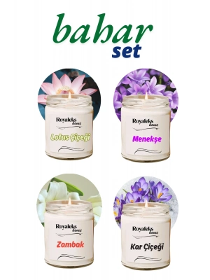 4 Adet Doğal Özel Seri Kokulu Dekoratif Kavanoz Mum 4X210 cc - Bahar Seti - RYL