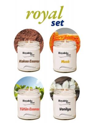 4 Adet Doğal Özel Seri Kokulu Dekoratif Kavanoz Mum 4X210 cc - Royal Set - RYL