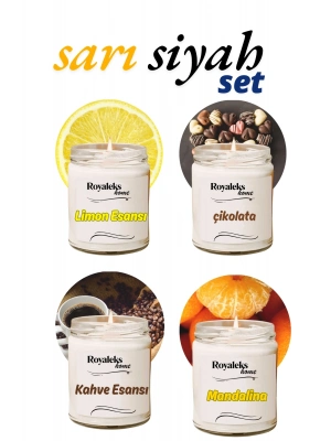 4 Adet Doğal Özel Seri Kokulu Dekoratif Kavanoz Mum 4X210 cc - Sıcak Set - RYL