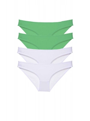 4 adet Eko Set Likralı Kadın Slip Külot Yeşil Beyaz