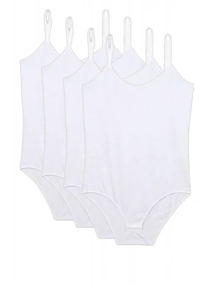 4 Adet İp Askılı Kadın Çıtçıtlı Body Beyaz