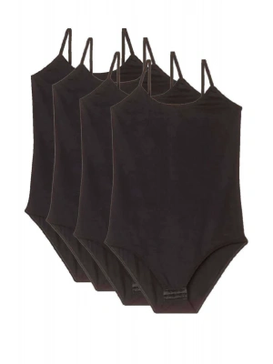 4 Adet İp Askılı Kadın Çıtçıtlı Body Siyah