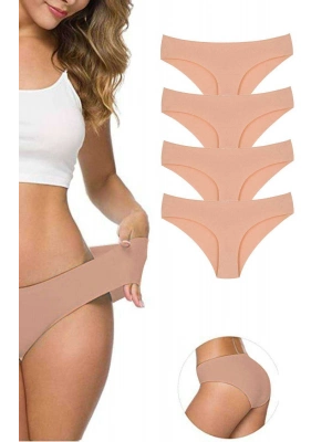 4 Adet Kadın Dikişsiz Lazer Kesim Esnek İz yapmayan Külot Ten