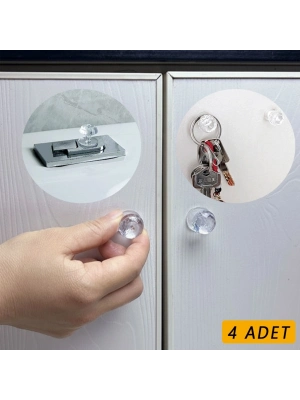 ® 4 Adet Kristal Tasarımlı Çok Amaçlı Yapışkanlı Tutacak Buton