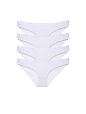 4 adet Süper Eko Set Likralı Kadın Slip Külot Beyaz