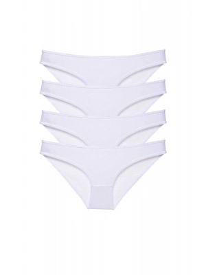 4 adet Süper Eko Set Likralı Kadın Slip Külot Beyaz