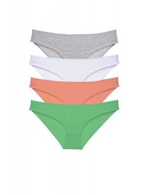 4 adet Süper Eko Set Likralı Kadın Slip Külot Gri Beyaz Pudra Yeşil