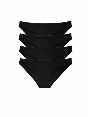 4 adet Süper Eko Set Likralı Kadın Slip Külot Siyah