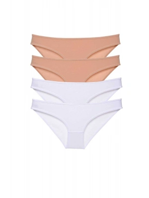 4 adet Süper Eko Set Likralı Kadın Slip Külot Ten Beyaz