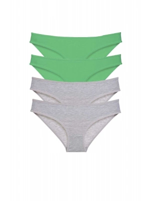 4 adet Süper Eko Set Likralı Kadın Slip Külot Yeşil Gri
