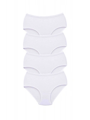 4 Adet Tutku Kadın Yüksek Bel Bato Kalın Lastik Külot Beyaz