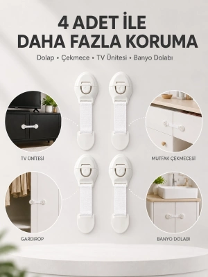 4lü Çocuk Güvenlik Dolap ve Çekmece Kilidi
