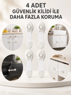 4lü Esnek Kayışlı Çocuk Güvenlik Kilidi Pratik ve Güvenli Kullanım