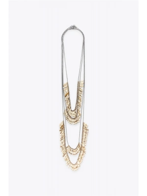 4LÜ METAL PLAKA KOLYE - Altın