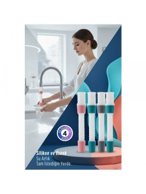 ® 4 LÜ Silikon Esnek Musluk Uzatıcı – 14.5 cm Lavabo ve Mutfak Batarya Başlığı
