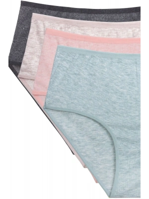 4lü Yeni Seri Renkli Yüksek Bel Fitilli Ribana Bato Külot Gri Pudra Şeftali Yeşil