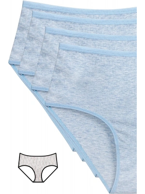 4lü Yeni Seri Renkli Yüksek Bel Fitilli Ribana Bato Külot Mavi