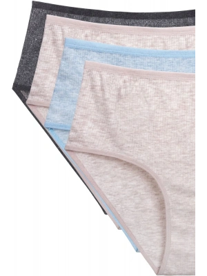 4lü Yeni Seri Renkli Yüksek Bel Fitilli Ribana Bato Külot Pudra Gri Turquaz