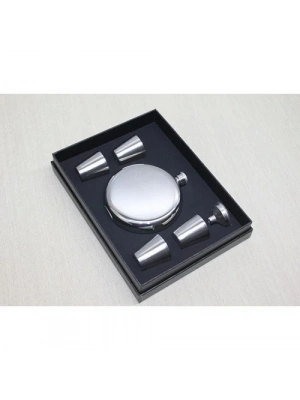 4 Shot Bardaklı Matara Seti Yuvarlak Çelik