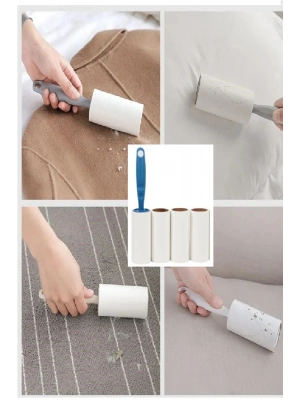 4 Yedekli Tüy Toplama Rulosu 240 Yaprak Evcil Hayvan Elbise Yatak Tüy Saç Toplayıcı