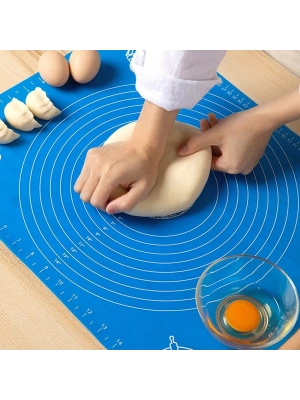 ®  40*50 cm Silikon Ölçekli Kullanımı Kolay Hamur Açma Matı Ekmek Mantı Makarna Hamuru Yoğurma