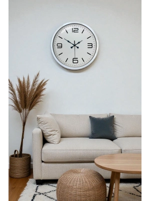 ® 40 cm Beyaz Metal Modern Duvar Saati