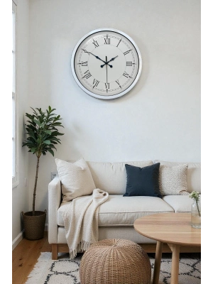 ® 40 cm Beyaz Metal Retro Duvar Saati