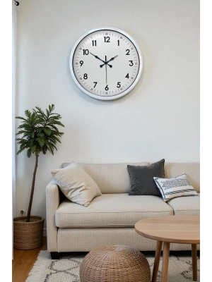 ® 40 cm Beyaz Metal Standart Duvar Saati