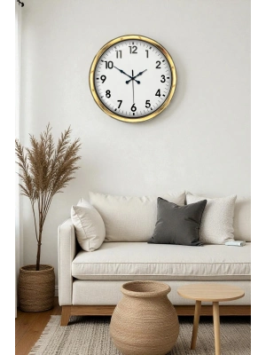 ® 40 cm Metal Gold Standart Duvar Saati – Modern ve Dekoratif Tasarım