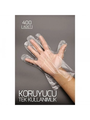 ® 400 Adet Tek Kullanımlık Şeffaf Eldiven
