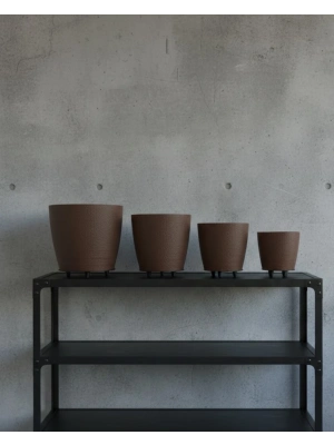 ® 4’lü 3D Modern Kahverengi Vazo Seti Ayaklı Dekoratif Saksı Takımı