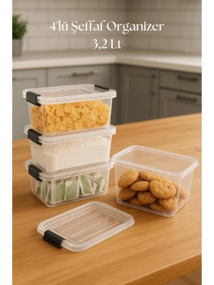 4’lü Şeffaf Saklama Kutusu & Düzenleme Kutusu 3,2 Lt