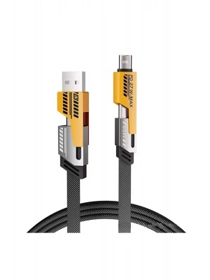 ® 4’ü 1 Arada 65W Hızlı Şarj Kablosu – USB ve Type-C Girişli, Örgülü Dayanıklı