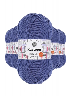 5 Adet Baby One Tüylenmeyen El Örgü İpi Yünü Açık Lacivert K604