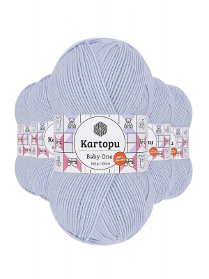 5 Adet Baby One Tüylenmeyen El Örgü İpi Yünü Buz Mavi K580