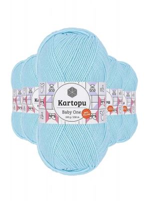 5 Adet Baby One Tüylenmeyen El Örgü İpi Yünü Gök Mavi K502