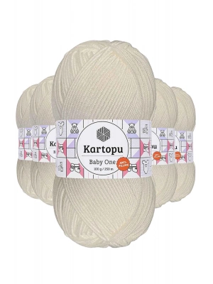 5 Adet Baby One Tüylenmeyen El Örgü İpi Yünü Kırık Beyaz K019