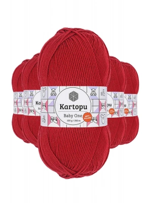 5 Adet Baby One Tüylenmeyen El Örgü İpi Yünü Kırmızı K125