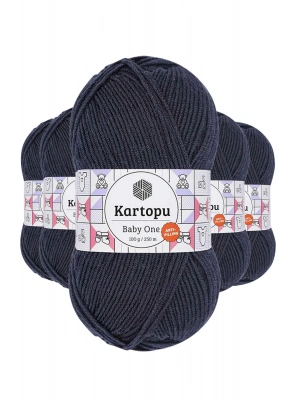 5 Adet Baby One Tüylenmeyen El Örgü İpi Yünü Lacivert K633