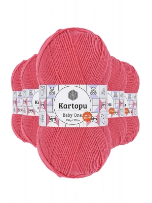 5 Adet Baby One Tüylenmeyen El Örgü İpi Yünü Pembe K254
