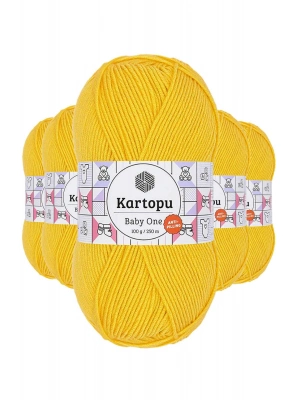 5 Adet Baby One Tüylenmeyen El Örgü İpi Yünü Sarı K154